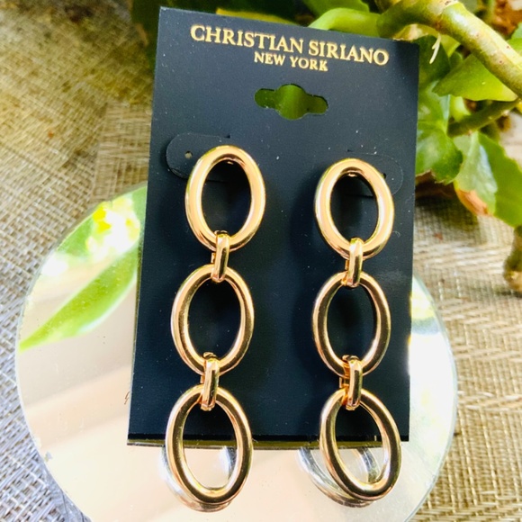 CHRISTIAN SIRIANO EARRINGS NWT⭐️ STUNNING GOLD TONE LINK CHAIN PIERCED DANGLE - Picture 12 of 14